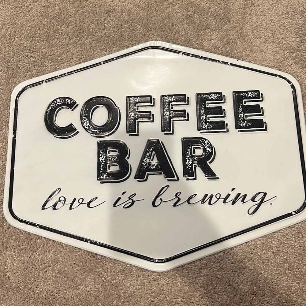 New Metal “Coffee Bar Love is Brewing Sign”